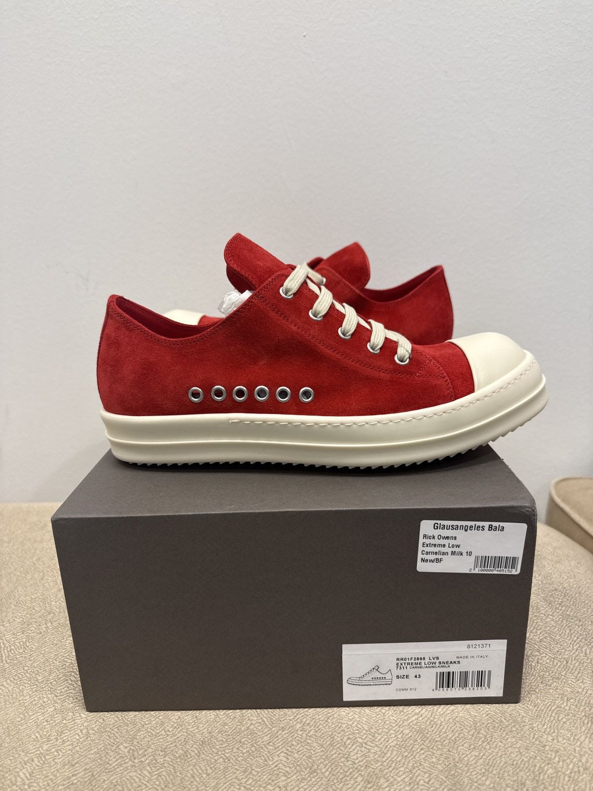Rick Owens Rick Owens Extreme Low Sneaks Temple SS26 Carnelian Milk Size US 10 / EU 43 - 1 Thumbnail