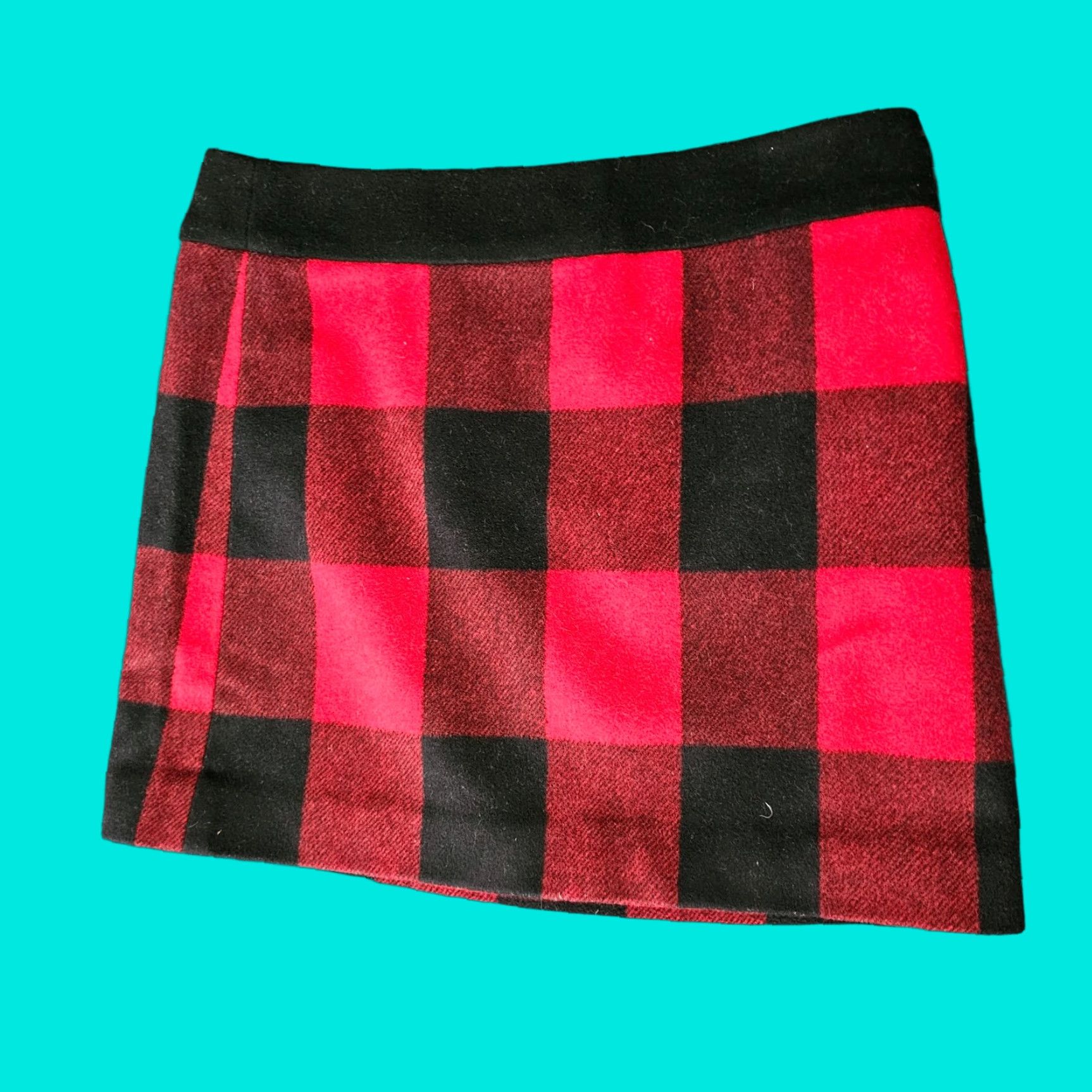 VINTAGE J.CREW Wool Mini Skirt 4 Red Plaid Lined Side Zipper Women Short Casual
