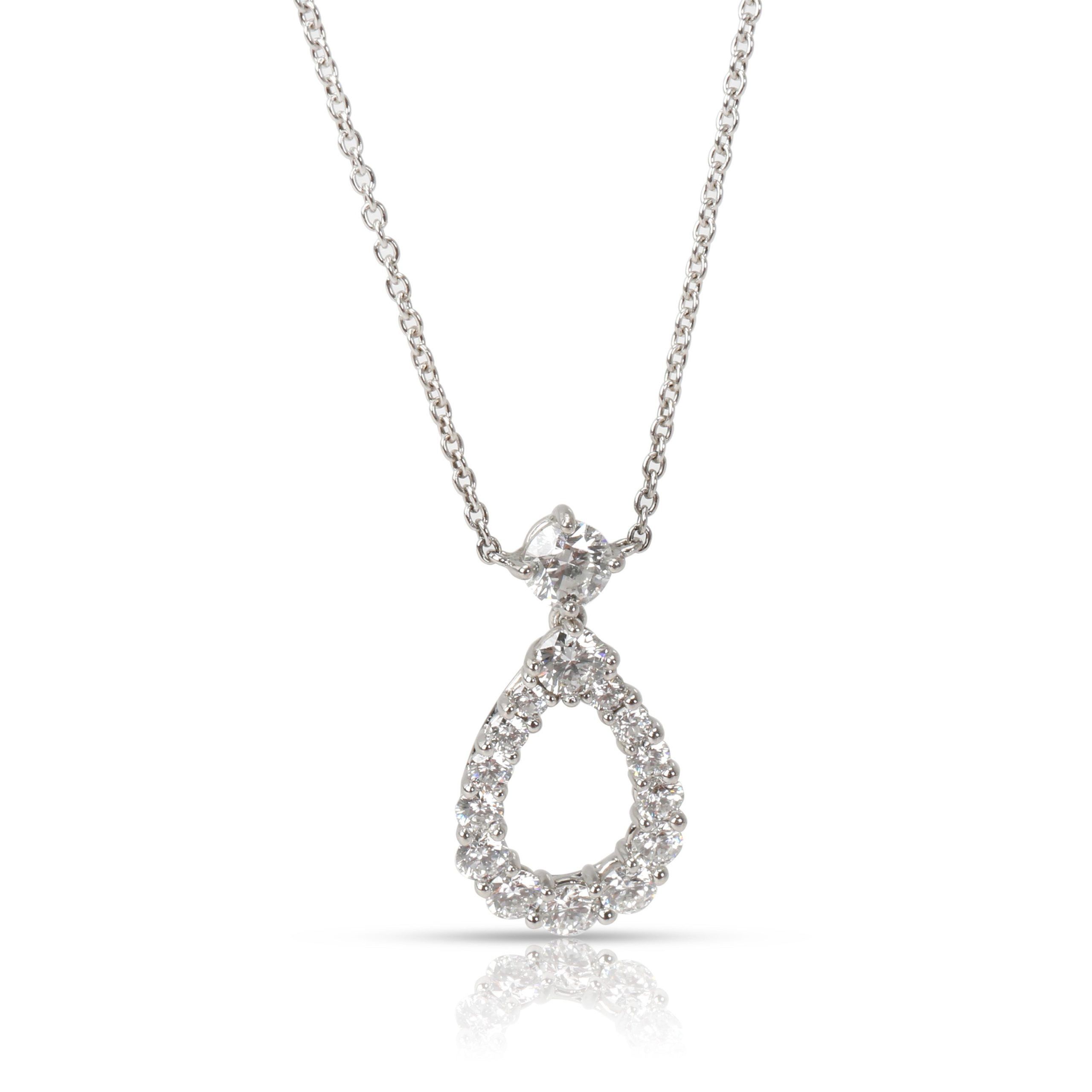 image of Harry Winston Teardrop Diamond Necklace In Platinum 0.94 Ctw in Silver, Women's