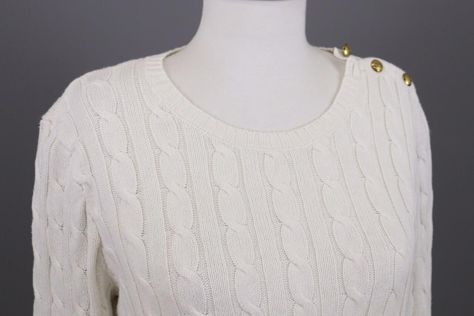 Lauren Ralph Lauren Lauren Ralph Lauren White Cable Knit Sweater Size L Size L / US 10 / IT 46 - 7 Thumbnail
