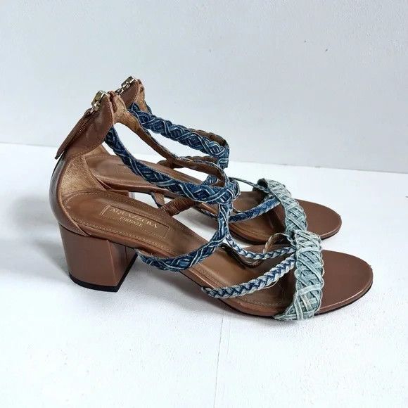 Aquazurra Tyra Denim Woven Heels