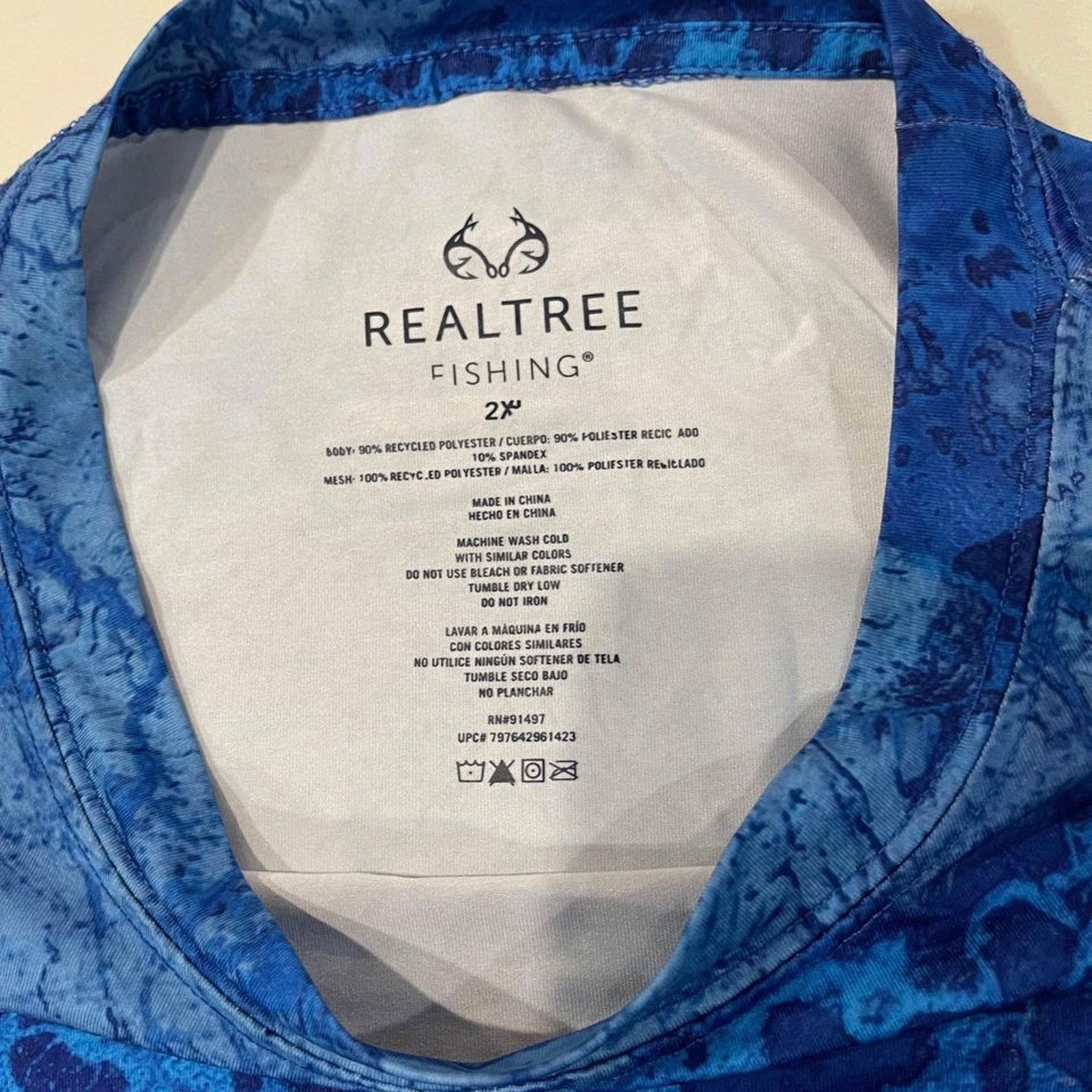 Realtree REALTREE FISHING Blue Marbled Wave Long Sleeve Men's 2XL Size US XXL / EU 58 / 5 - 3 Thumbnail