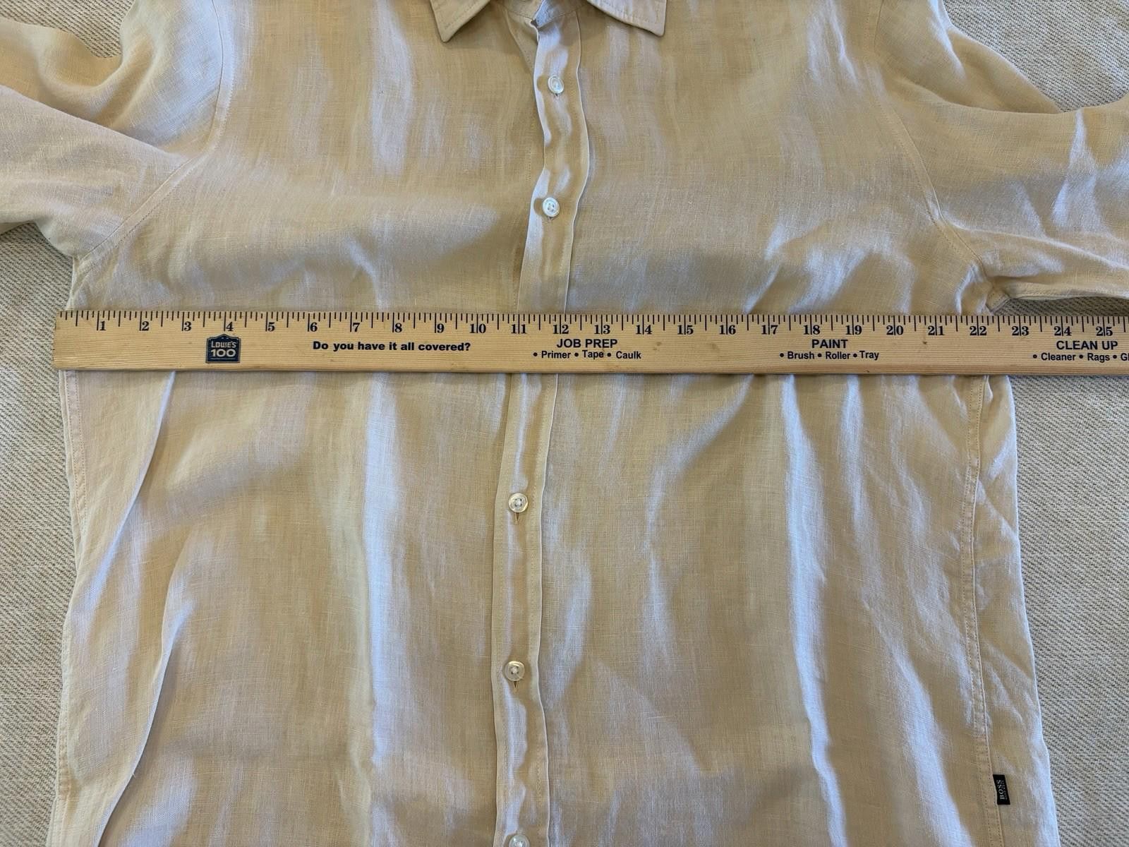 Hugo Boss Boss Hugo Boss Tan Long Sleeved Linen Shirt Size L Size US L / EU 52-54 / 3 - 5 Thumbnail