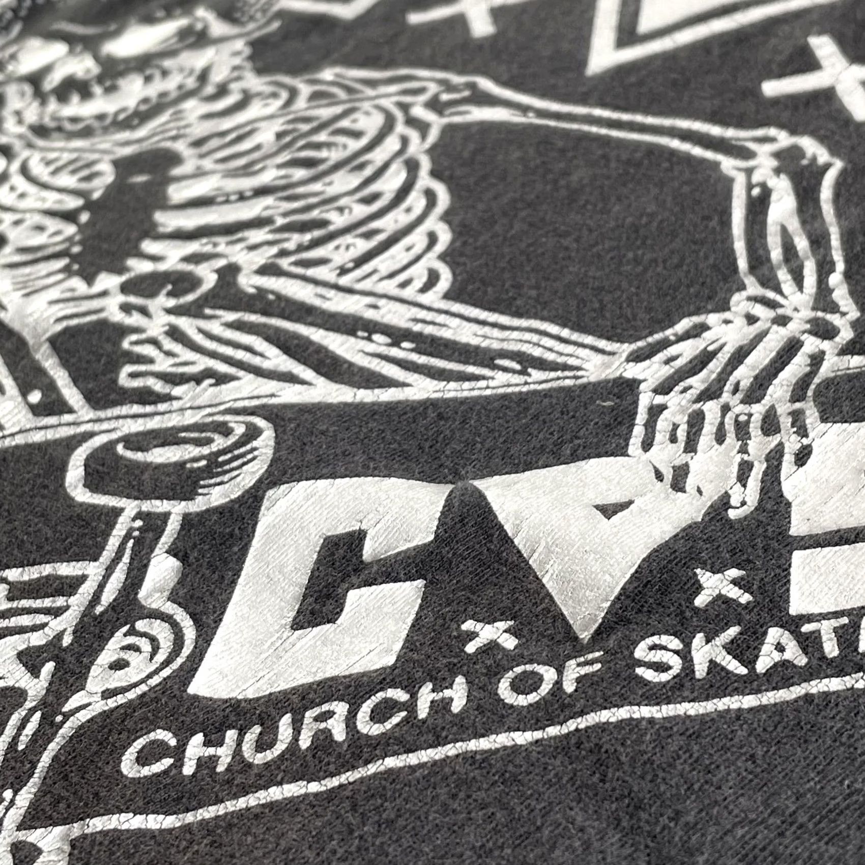 Vintage Church of Skatan Shirt Mens medium Black Skeleton Skateboard Graphic Skate Punk Size US S / EU 44-46 / 1 - 3 Thumbnail