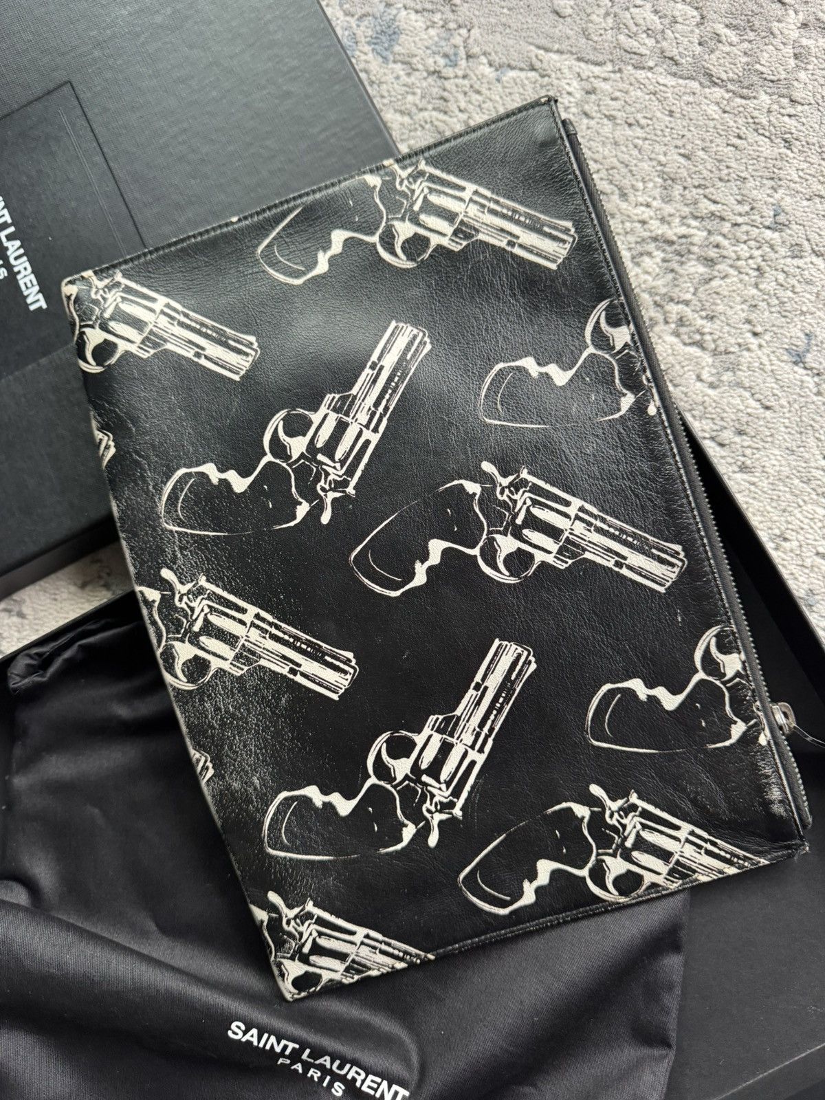 Saint Laurent Paris Saint Laurent Pop Gun Zipped Leather Clutch Bag Size ONE SIZE - 6 Thumbnail