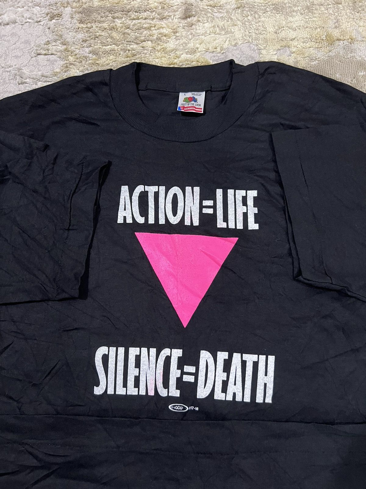 Keith Haring × POP MAGAZINE × Vintage 1990s Silence=Death Keith Haring AIDS NYC Act Up FOTL Tees Size US L / EU 52-54 / 3 - 5 Thumbnail