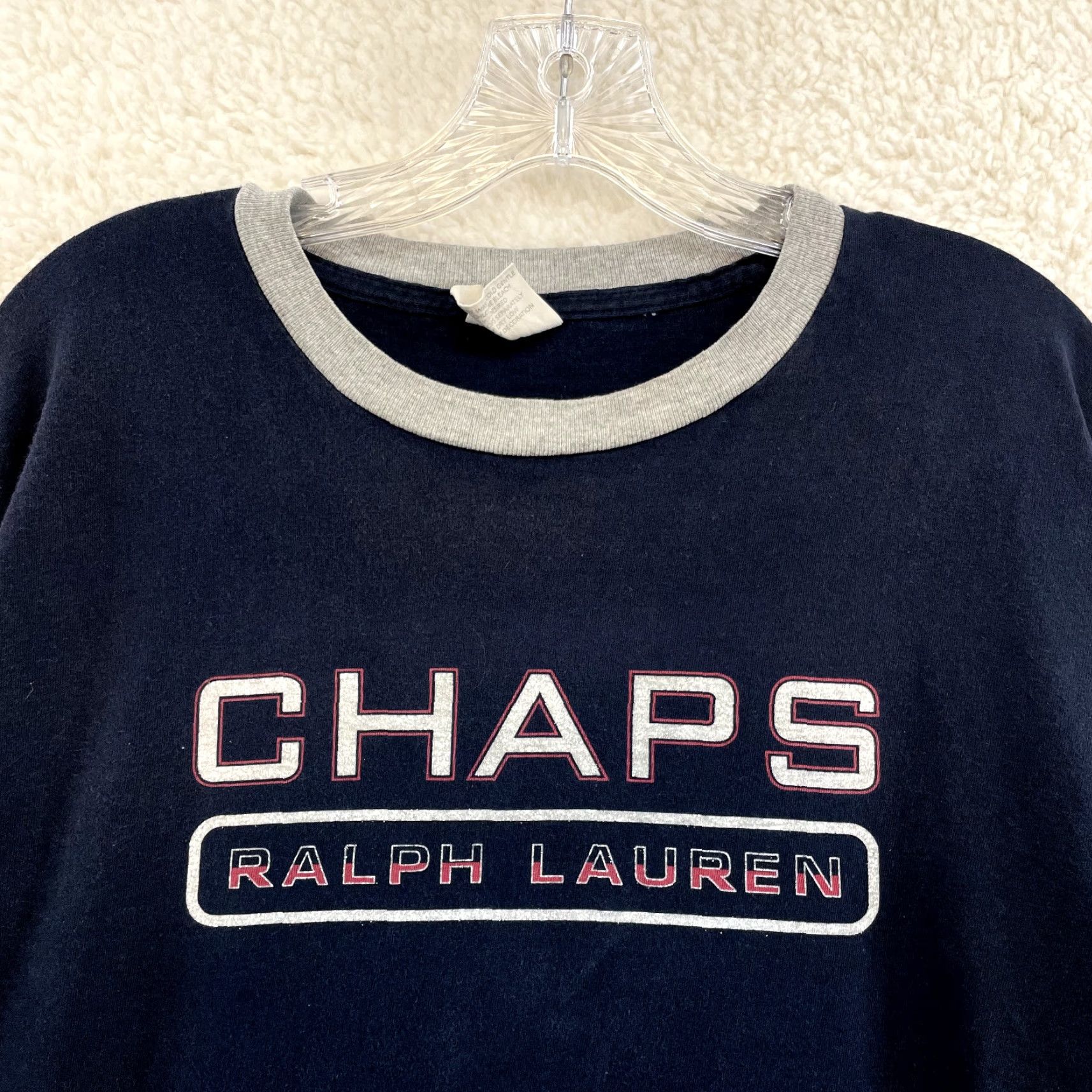Chaps VINTAGE 90s Y2K Ralph Lauren Chaps T-Shirt 2XL Navy Logo Spellout Grunge Mens Shirt Graphic Tee Size US XXL / EU 58 / 5 - 3 Thumbnail
