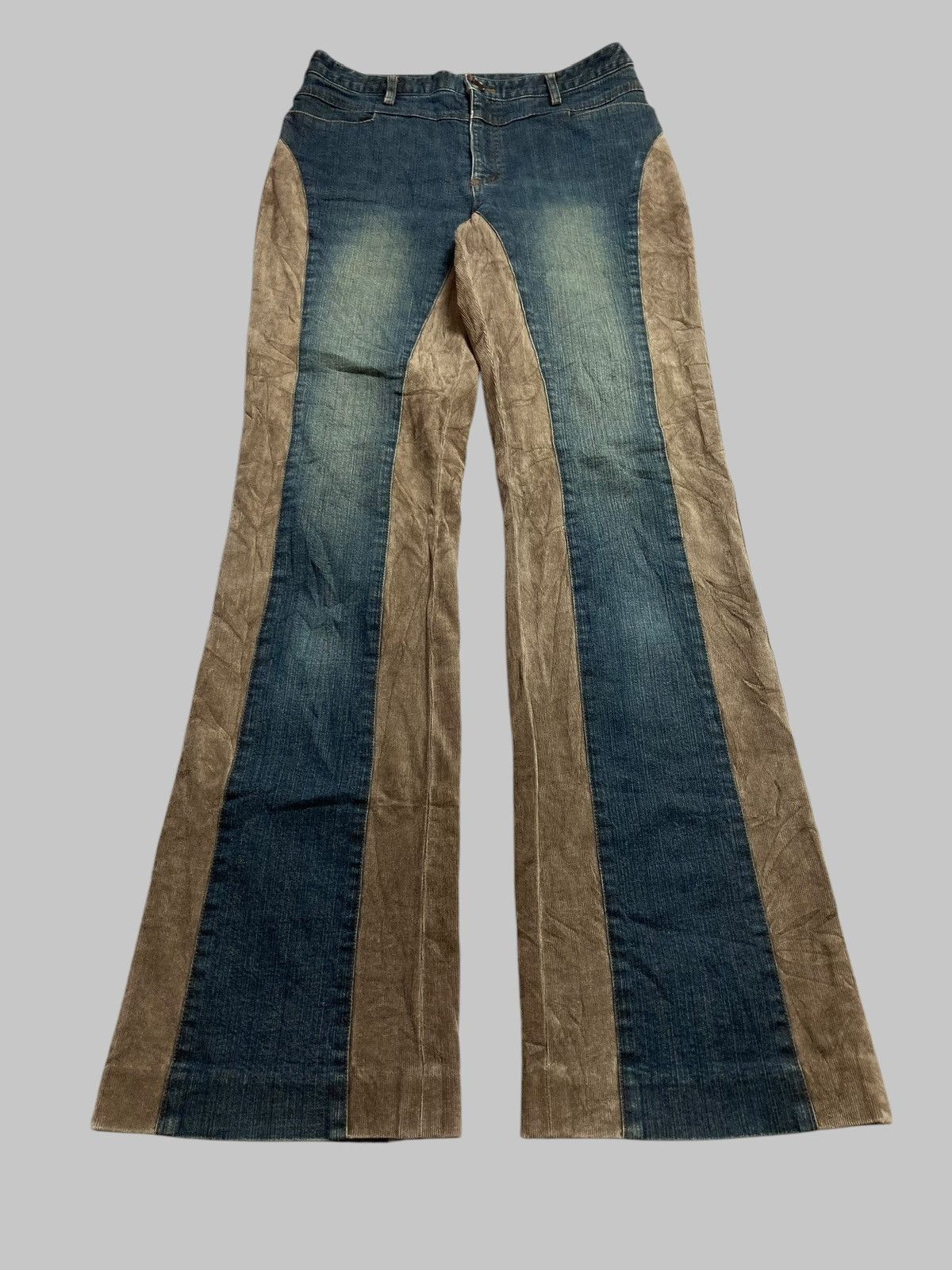 Tornado Mart RED RIVER - Flared Corduroy Jeans Two Tone Japanese Brand Size 28" / US 6 / IT 42 - 1 Thumbnail