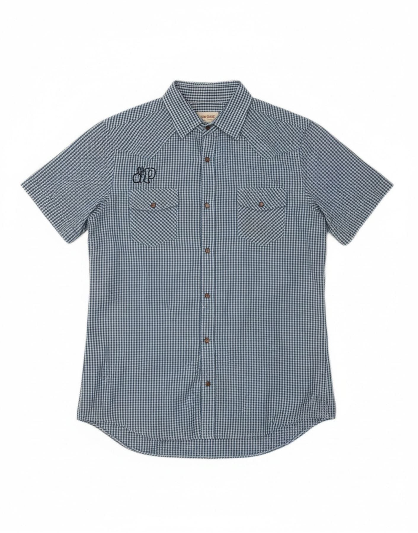 Diesel Mens Graphic Short Sleeve Shirt Medium Blue Gingham Cotton Size US M / EU 48-50 / 2 - 1 Thumbnail