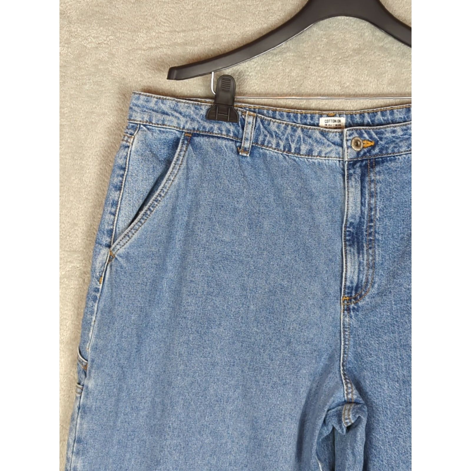 Cotton On Cotton On Denim Jeans Baggy wide leg Carpenter Womens 14 Grunge Skater Retro Relaxed Blue Denim Wide-Leg 14 Womens Size 36" / US 14 / IT 50 - 4 Thumbnail