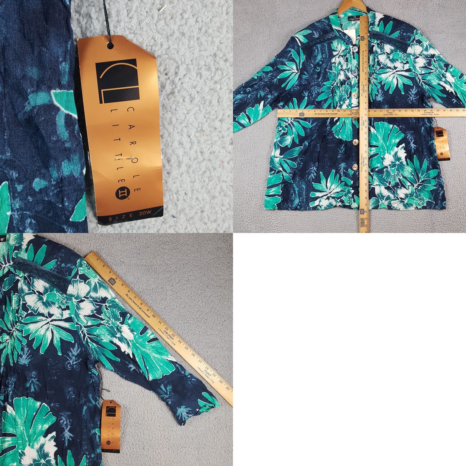 Vintage VINTAGE 90s Floral Hawaiian Women's Size 20 XL Button Collar Polo Camp Shirt Size 3XL / US 20-22 - 8 Thumbnail