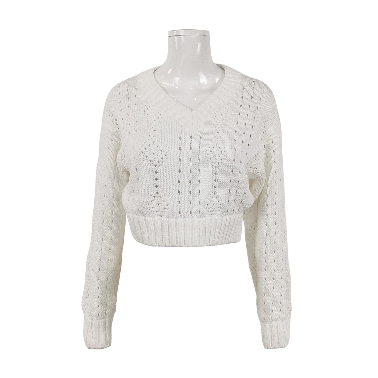 Prada Prada White Cotton V-Neck Sweater Size 38 Size XS / US 0-2 / IT 36-38 - 1 Thumbnail