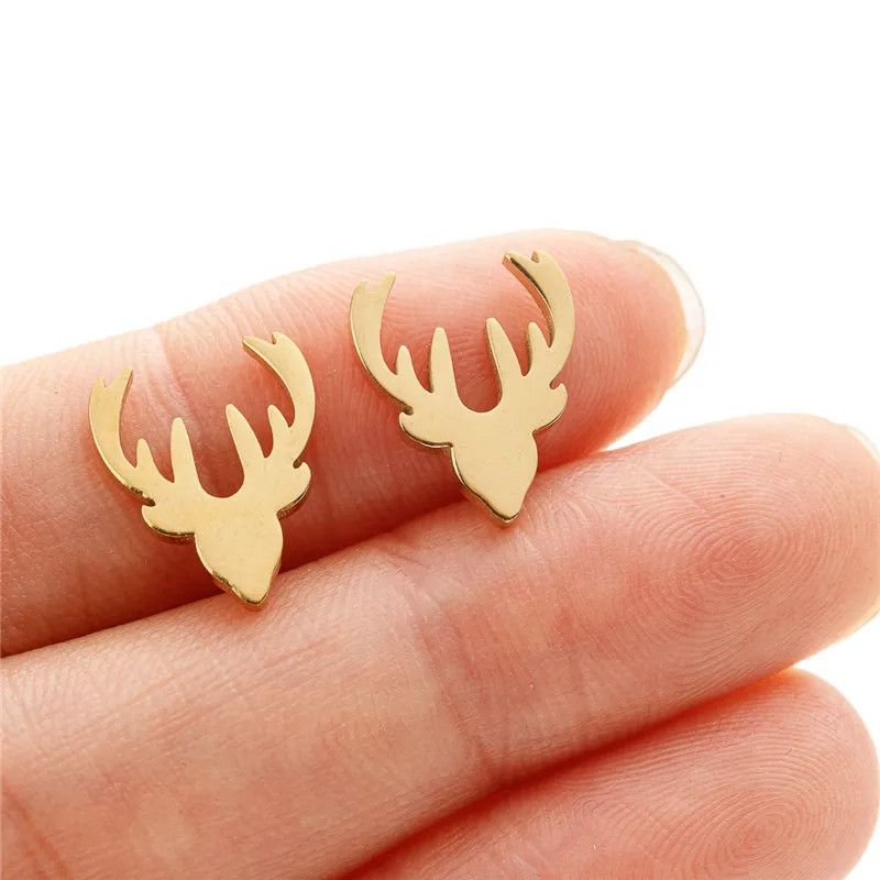 Jewelry Christmas Deer Mini Stud Earrings Charm Earring Gift Size ONE SIZE - 2 Thumbnail