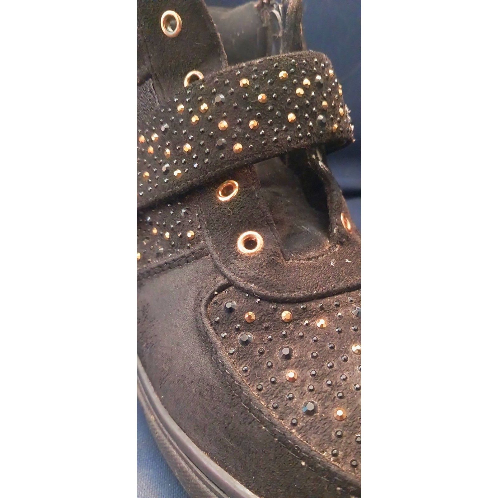 Nothin'Special Women's Size 9 Rhinestone High Top- Side Zip Hook Loop Strap Size US 9 / IT 39 - 1 Thumbnail