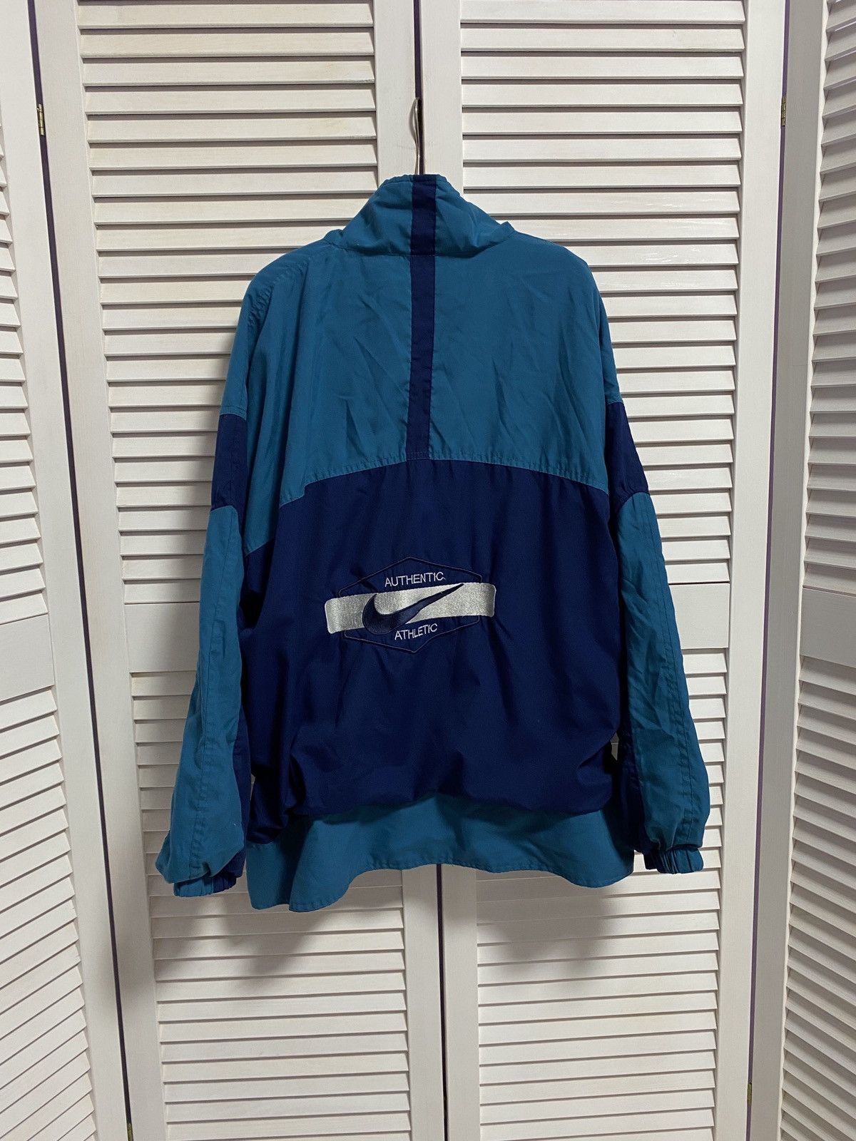 Nike × Vintage 💙 Vintage Zip Up Sweater NIKE Big Swoosh Double Logo Size US M / EU 48-50 / 2 - 1 Thumbnail