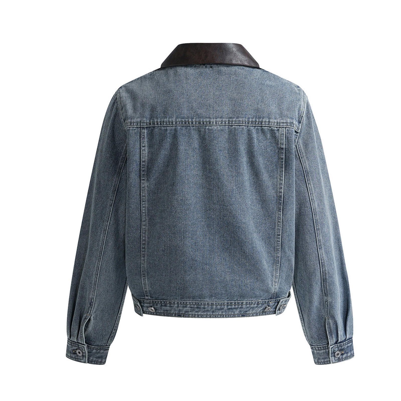 Other Washed Raw Denim Moto Jacket | Corduroy Collar Size US M / EU 48-50 / 2 - 2 Thumbnail