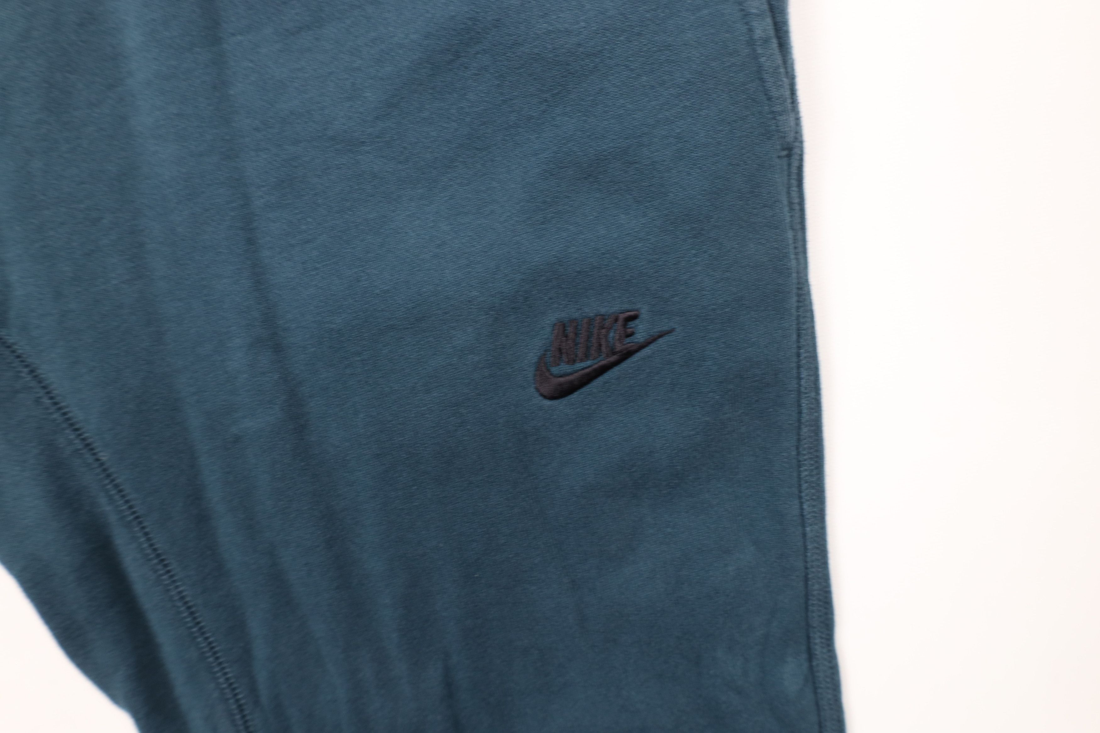 Nike × Vintage Vintage Nike Swoosh Cotton Ribbed Knit Wide Sweatpants Teal Size US 34 / EU 50 - 5 Thumbnail