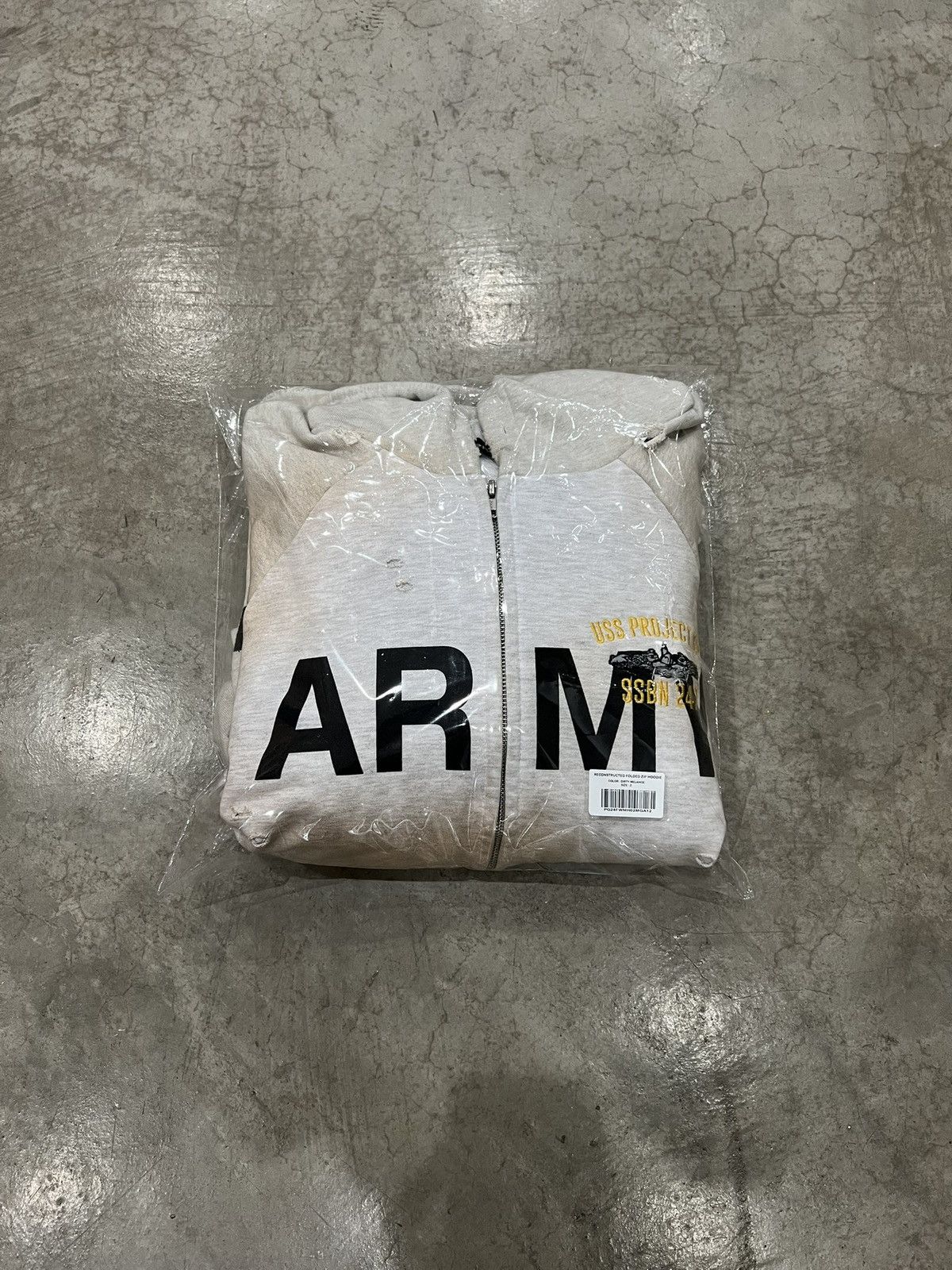 PROJECT GR RECONSTRUCTED FOLDED ZIP HOODIE - DIRTY MELANGE