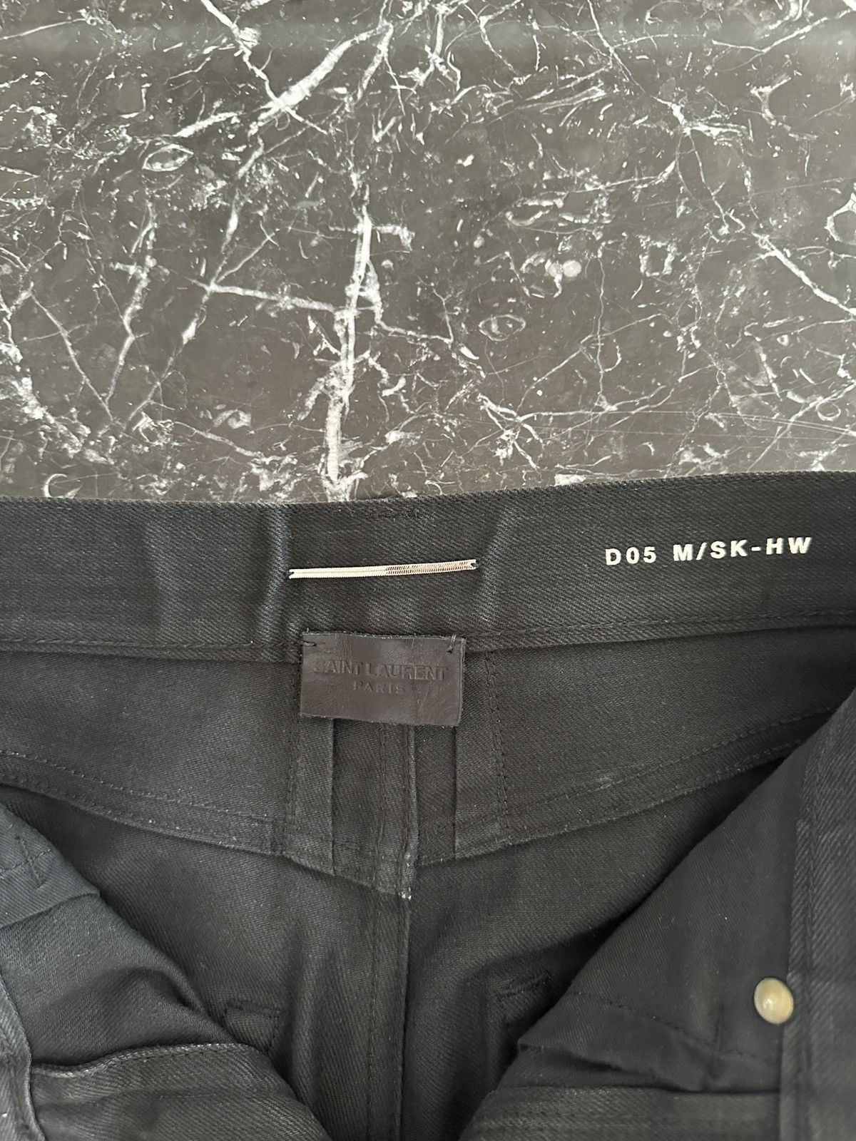 Saint Laurent Paris SS14 D05 Black Raw Denim High Waisted Skinny Jeans Size US 27 - 11 Thumbnail
