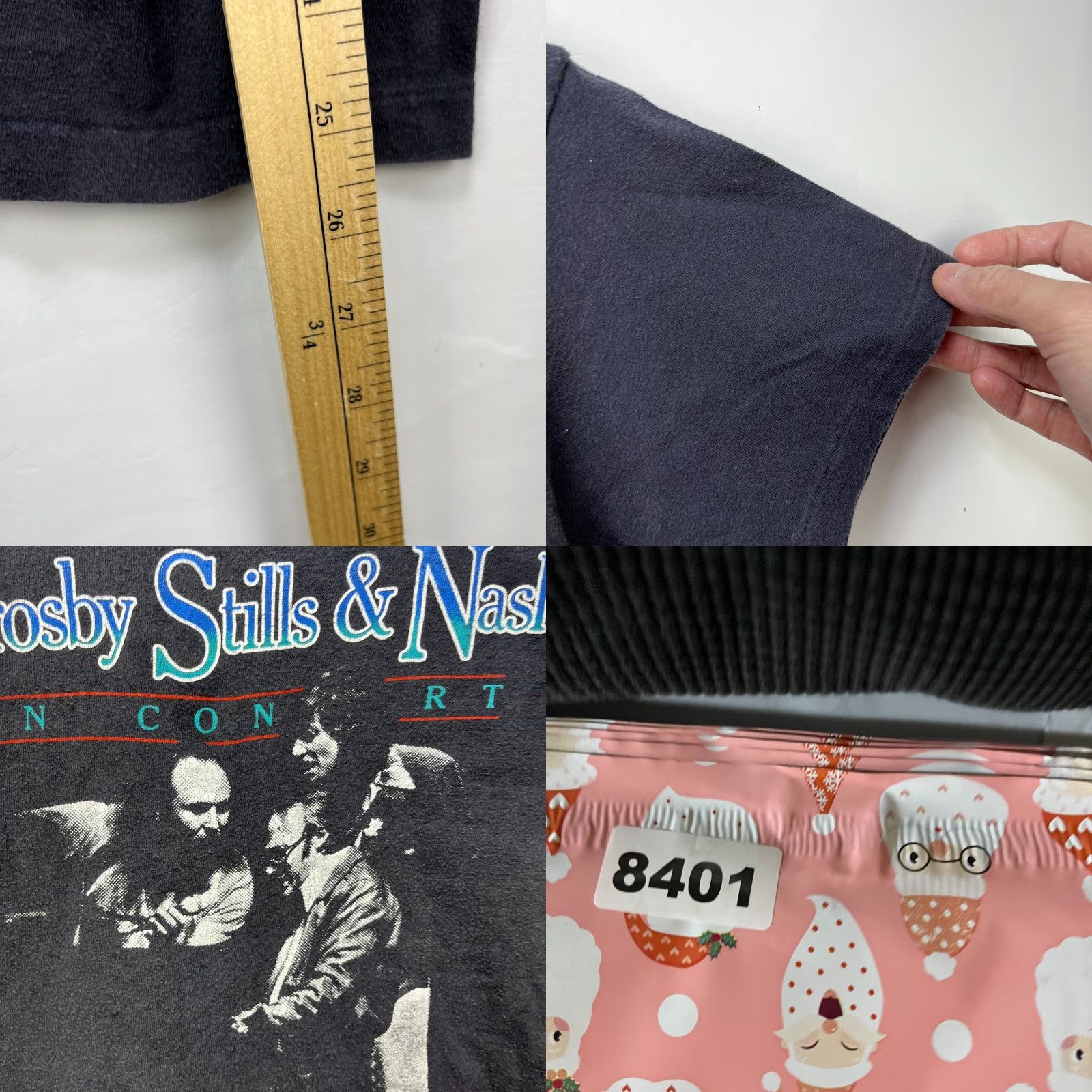 Vintage VINTAGE Crosby Stills and Nash Concert Band T Shirt M Black 80s 1984 Mens Shirt** Size US M / EU 48-50 / 2 - 8 Thumbnail