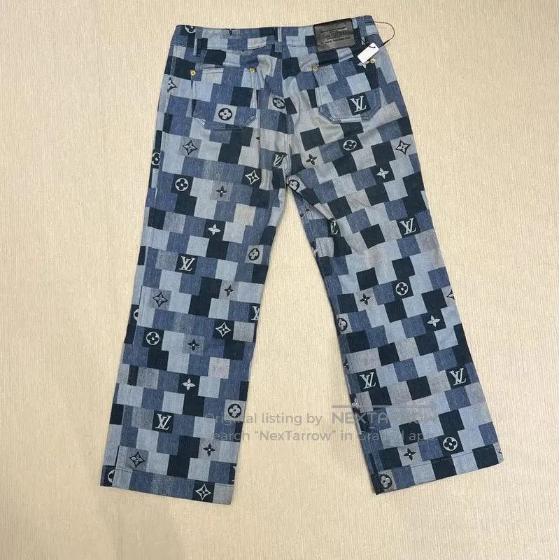 Louis Vuitton Louis Vuitton Summer Blue Cotton Checkered Denim Pants . Size 27" / US 4 / IT 40 - 2 Thumbnail