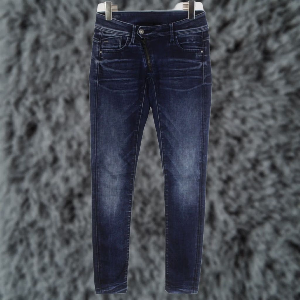 G-Star G-STAR Lynn Zip Mid Skinny Jeans Women's Dark Denim Faded W27/L34 Whiskers Size 27" / US 4 / IT 40 - 1 Thumbnail