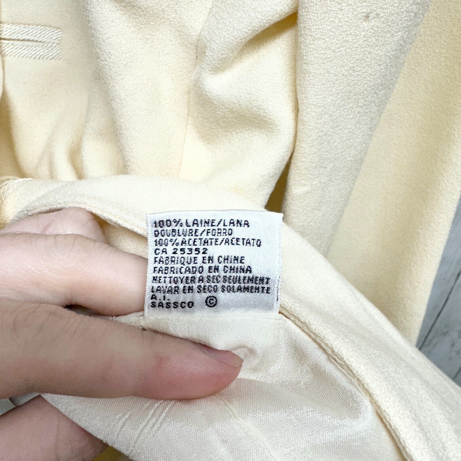 Vintage Kasper for A.S.L. Jacket Size 8 Ivory Button Down 100% Wool Size M / US 6-8 / IT 42-44 - 3 Thumbnail