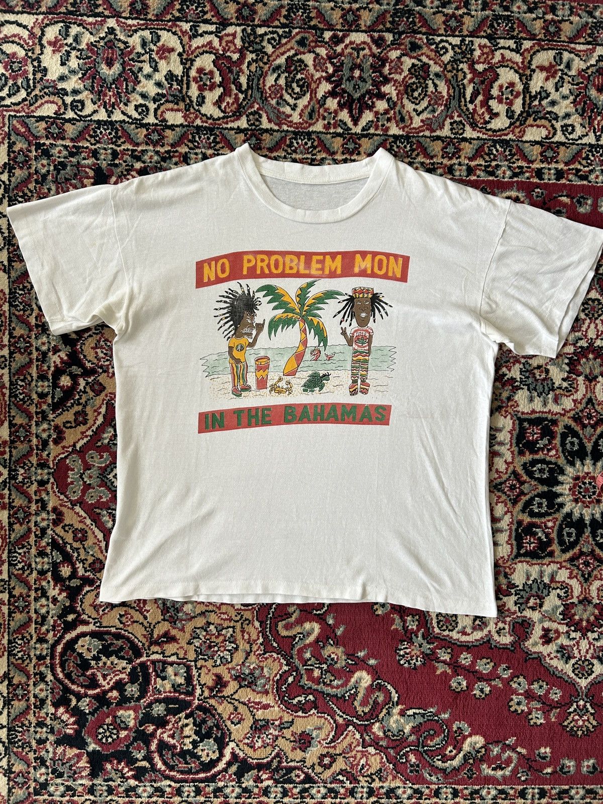 image of Humor x Mtv Vintage Beavis And Butthead Weed Tee Parody Bahamas Jamaica in White, Men's (Size XL)