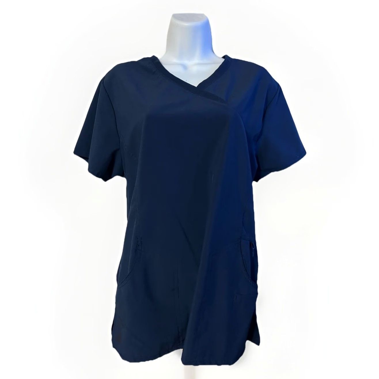 Vintage Scrubaid Scrub Top Women Medium Navy Blue Short Sleeve V Neck Pockets Size M / US 6-8 / IT 42-44 - 3 Thumbnail