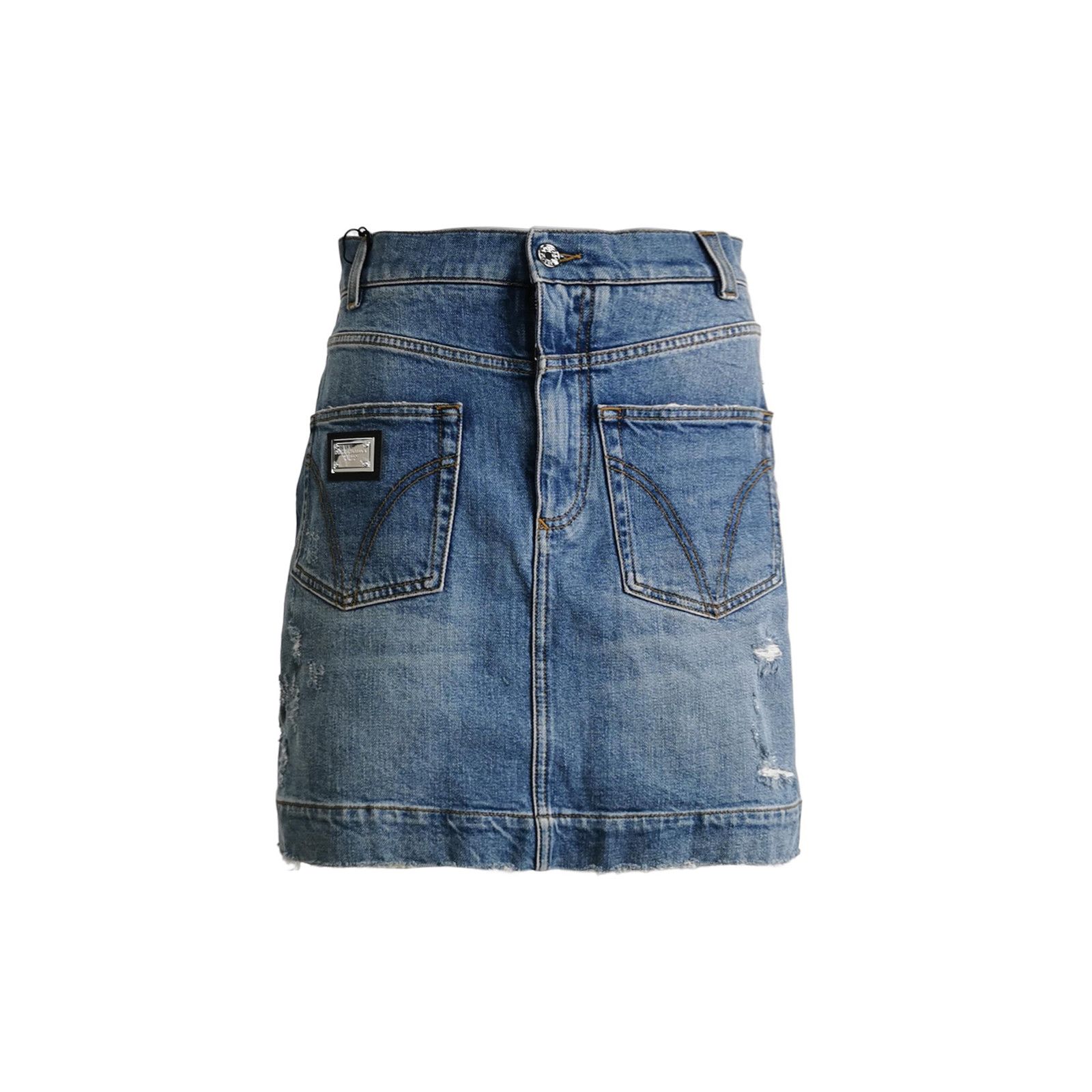 Dolce & Gabbana Dolce&Gabbana Logo Plaque Denim Mini Skirt Size IT 42 Size 28" / US 6 / IT 42 - 1 Thumbnail