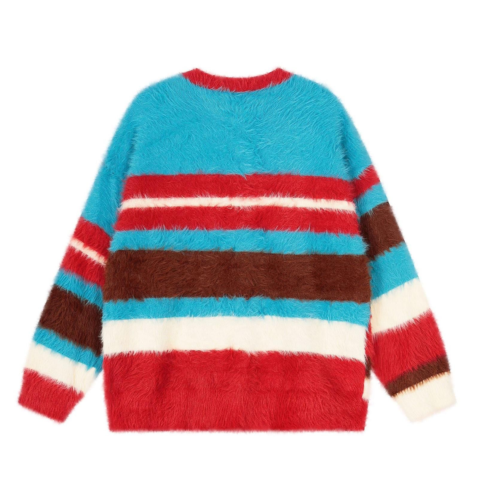 Japanese Brand Mohair Stripe Knit Cardigan | Bold Contrast Colour Size US M / EU 48-50 / 2 - 2 Thumbnail