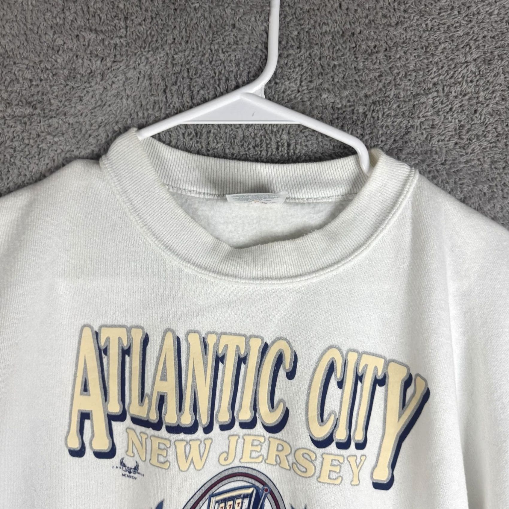 Jerzees VINTAGE Jerzees Sweatshirt Mens XL White Atlantic City New Jersey USA 90s Size US XL / EU 56 / 4 - 7 Thumbnail