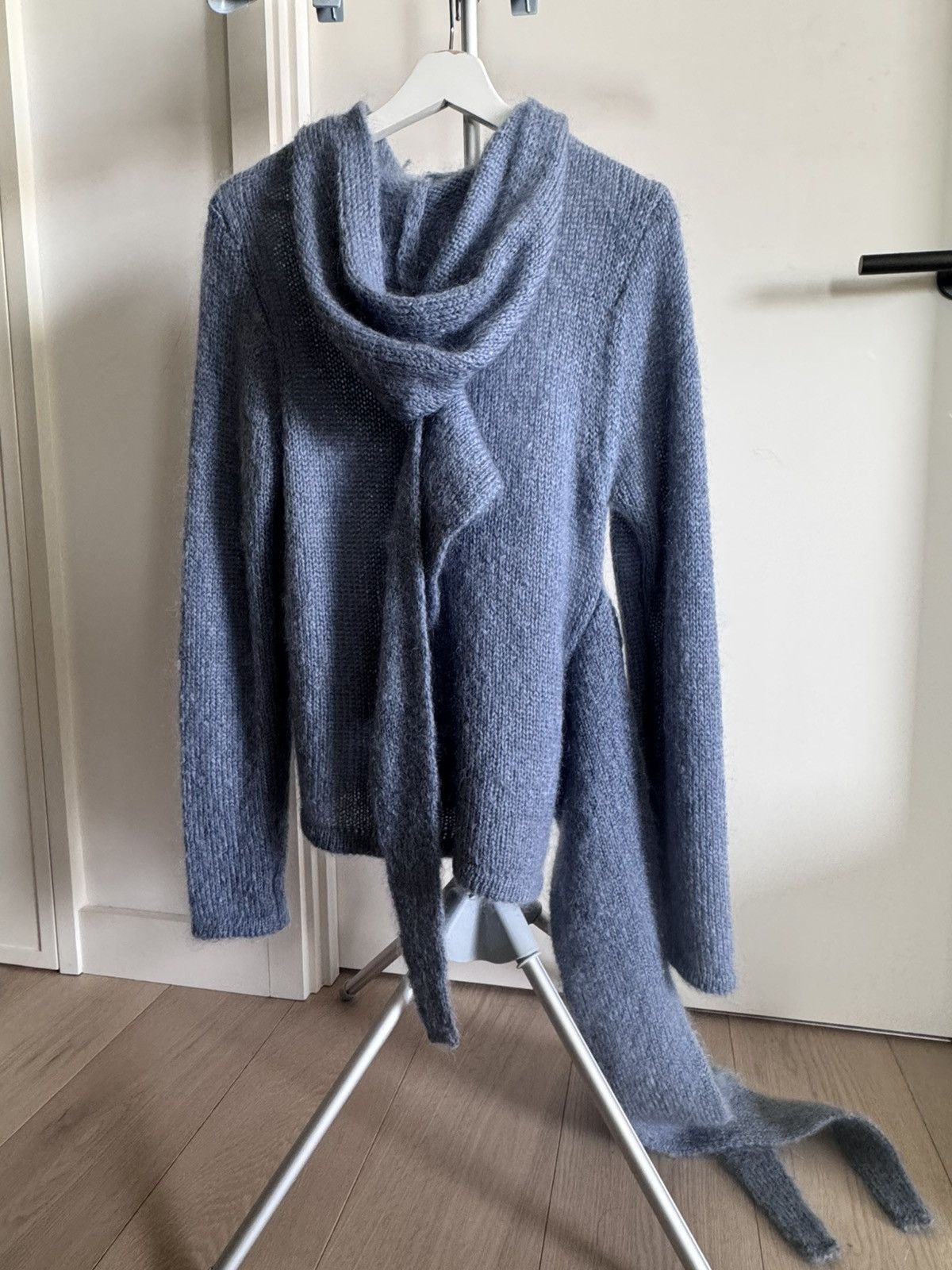 Aaron Esh Aaron Esh Tied Mohair Wool Blue Hoodie Size US S / EU 44-46 / 1 - 2 Thumbnail