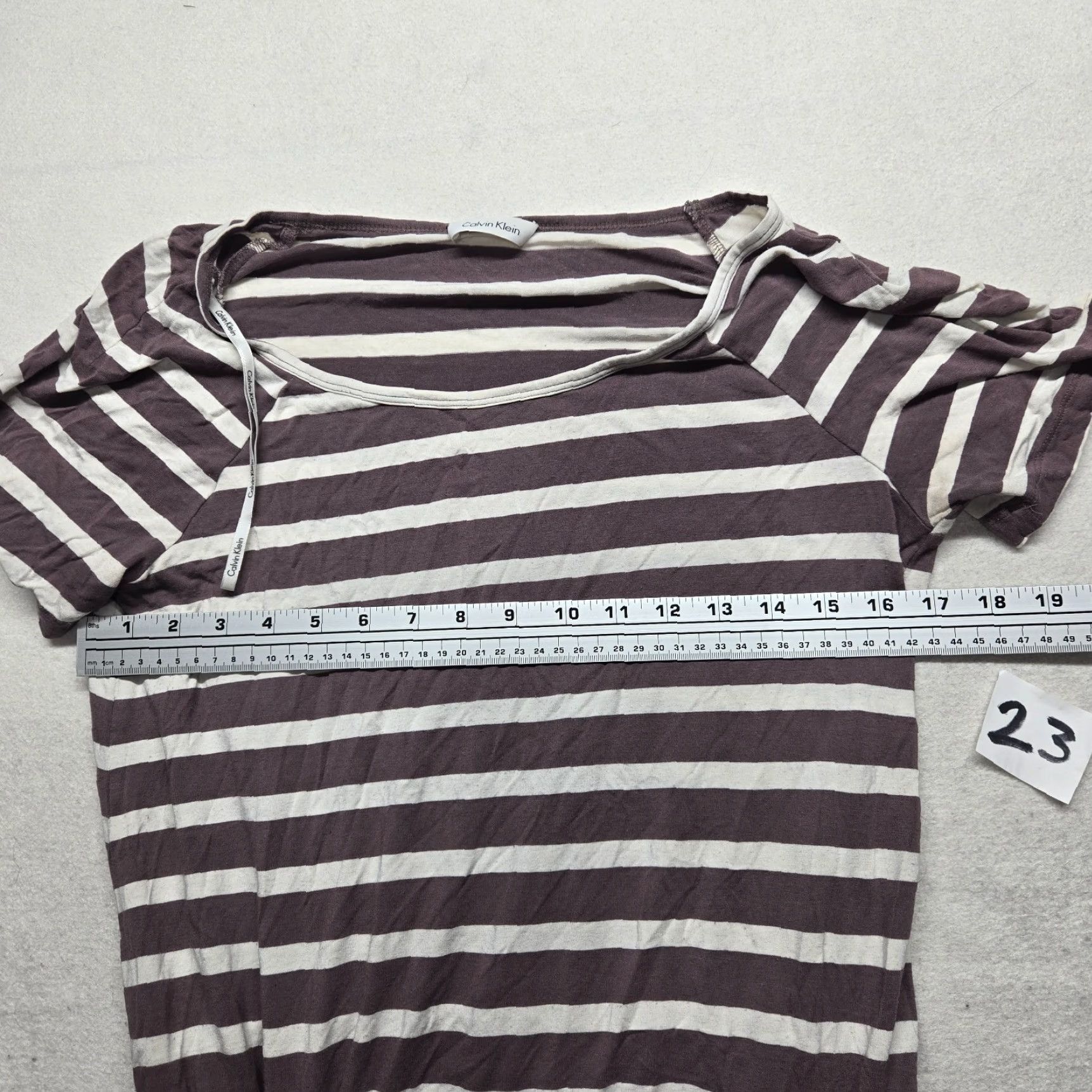 Calvin Klein CALVIN KLEIN Dress Striped Jersey Brown White Short Sleeve Pullover Women's S Small Multicolor Size S / US 4 / IT 40 - 6 Thumbnail