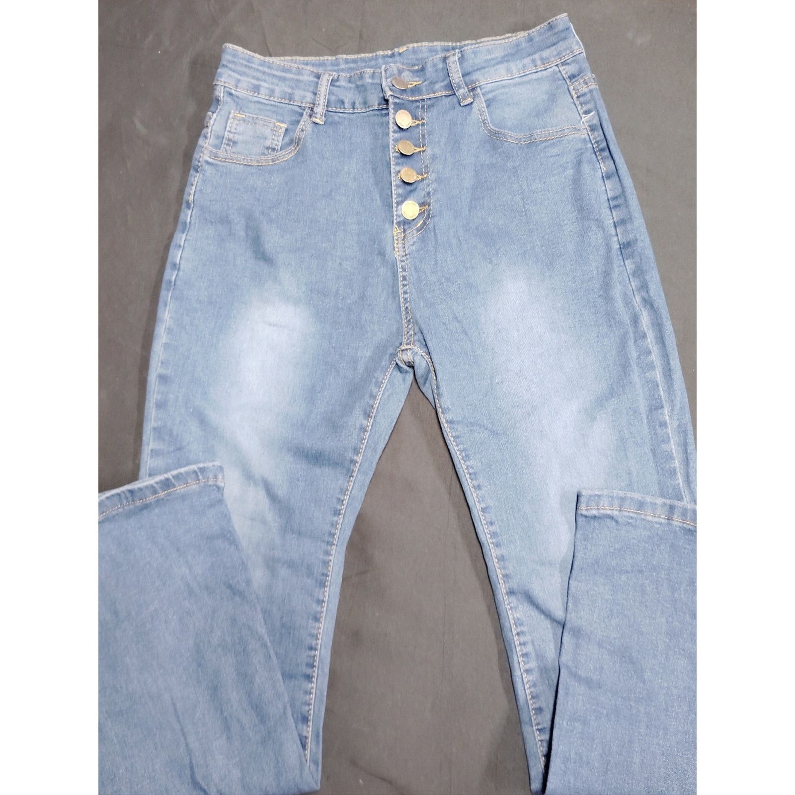 0 Light Blue High-Waist Women's Jeans with Button Fly Size 27" / US 4 / IT 40 - 1 Thumbnail