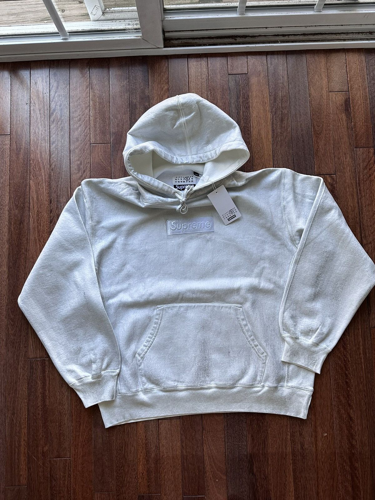 Pre-owned Maison Margiela X Supreme Maison Margiela Box Logo Hoodie - White- Large