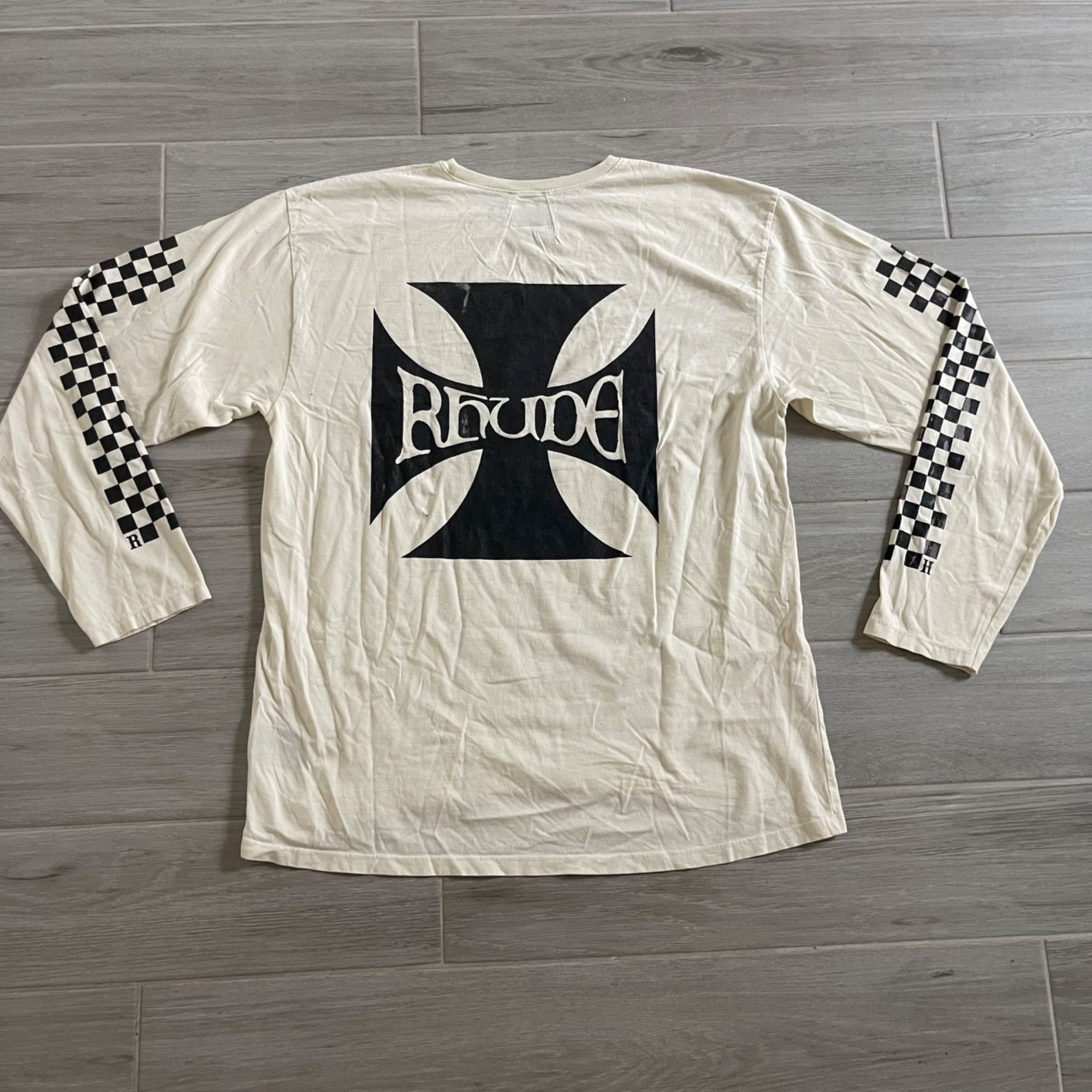 Rhude NEW RHUDE CHECKERED L/S CREAM TEE SZ MEDIUM Size US M / EU 48-50 / 2 - 1 Thumbnail
