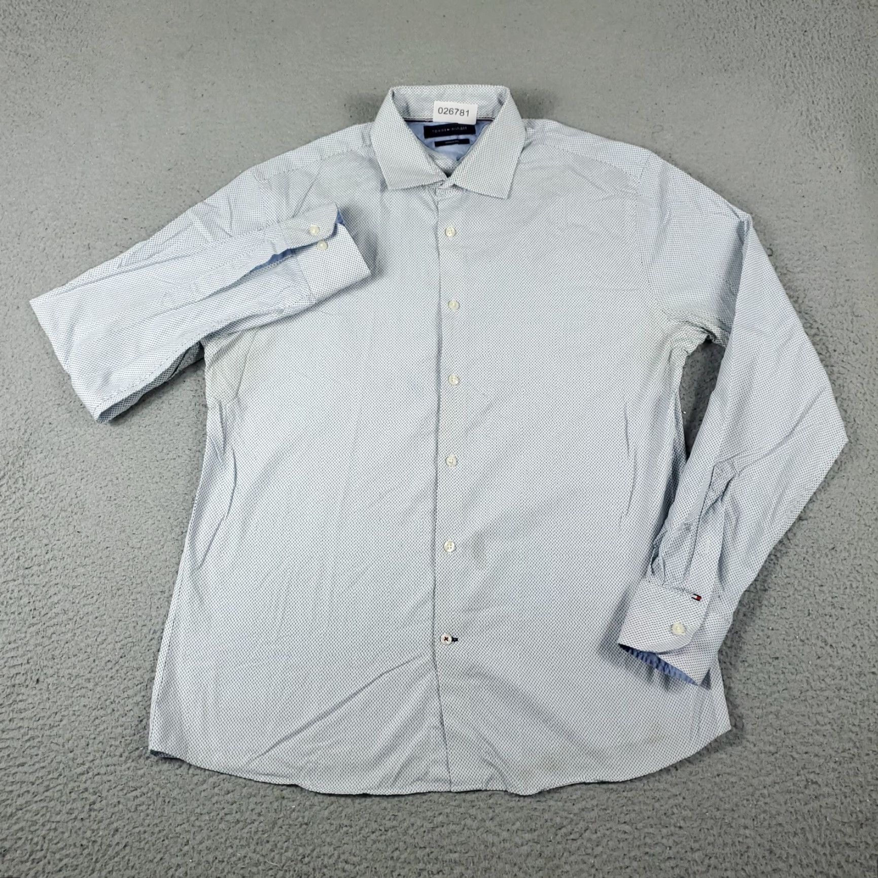 Tommy Hilfiger Tommy Hilfiger Dress Shirt Mens 16 Blue Geometric Long Sleeve Button Up Casual Formal Size 42R - 2 Thumbnail