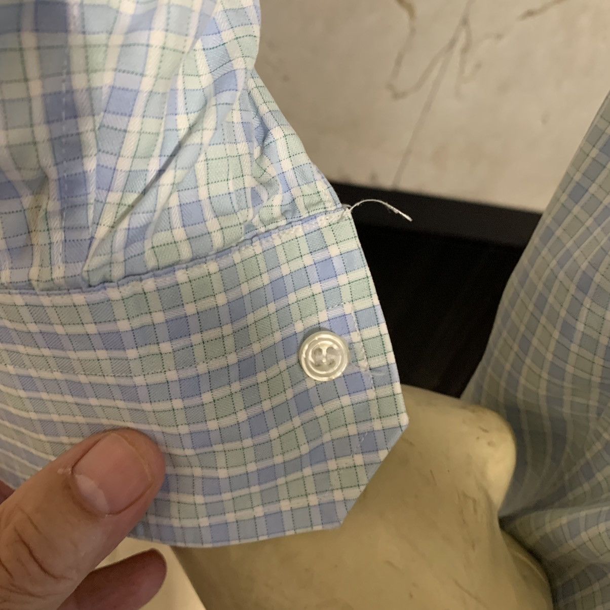 Canali Mini Check Spread collar Dress shirt 17.5/34 Size US XL / EU 56 / 4 - 9 Thumbnail