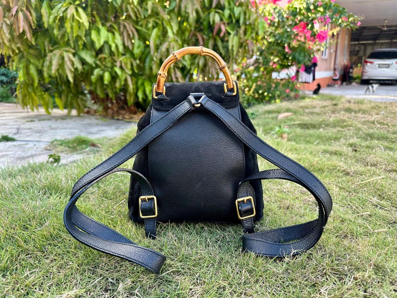Gucci Authentic Gucci Bamboo Suede Leather Mini Backpack Size ONE SIZE - 2 Thumbnail