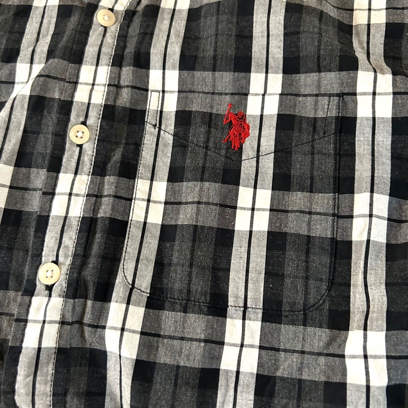 U.S. Polo Assn. U.S. Polo Assn. Plaid Shirt Button-Down Long Sleeve Black Gray Mens Small S Regular Cotton Pocketed Button-Up Shirt Casual Business Travel Defaulted Size US S / EU 44-46 / 1 - 4 Thumbnail
