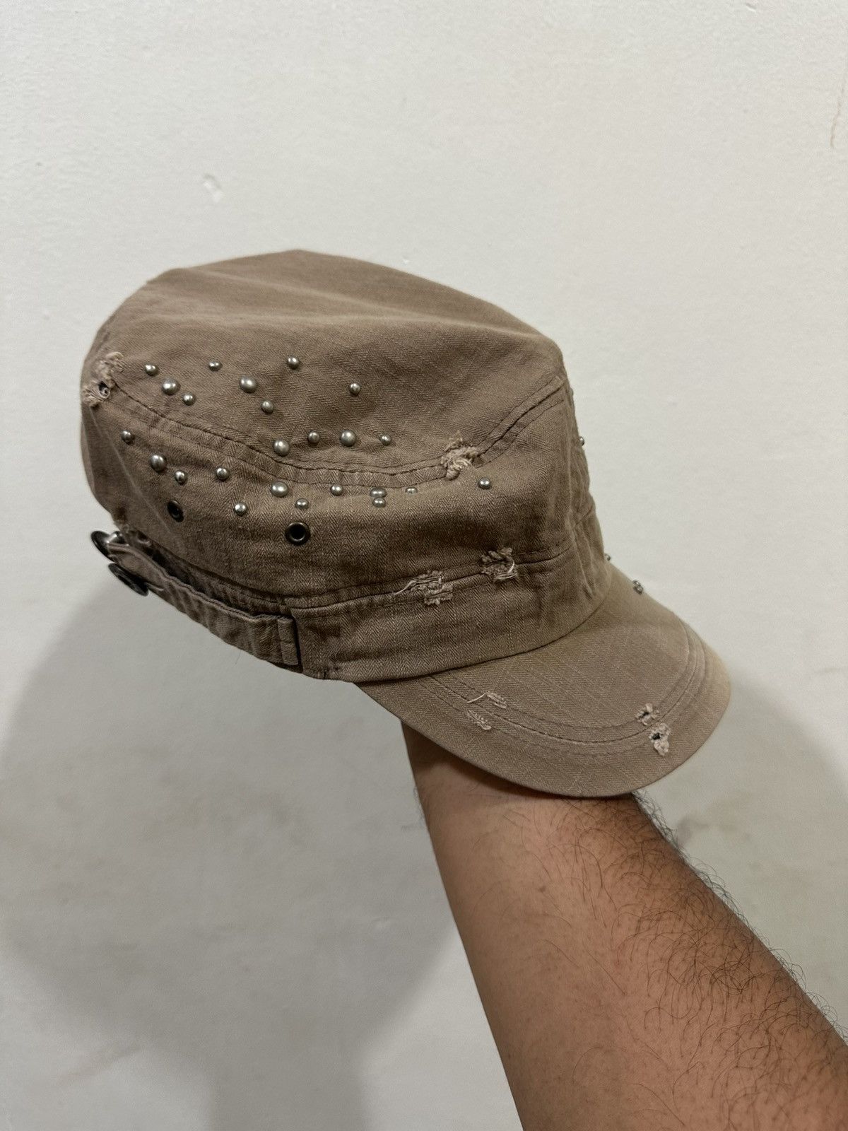 Japanese Brand 2000s Cadet Hat PUNK Distress Style Size ONE SIZE - 5 Thumbnail