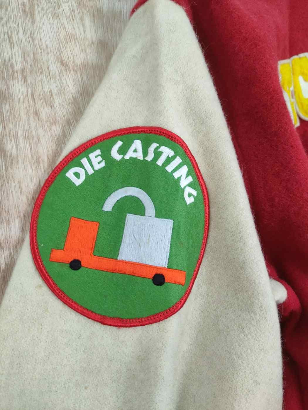 Vintage Die Casting red varsity jacket wool vintage #4213 DLAL Size US L / EU 52-54 / 3 - 5 Thumbnail