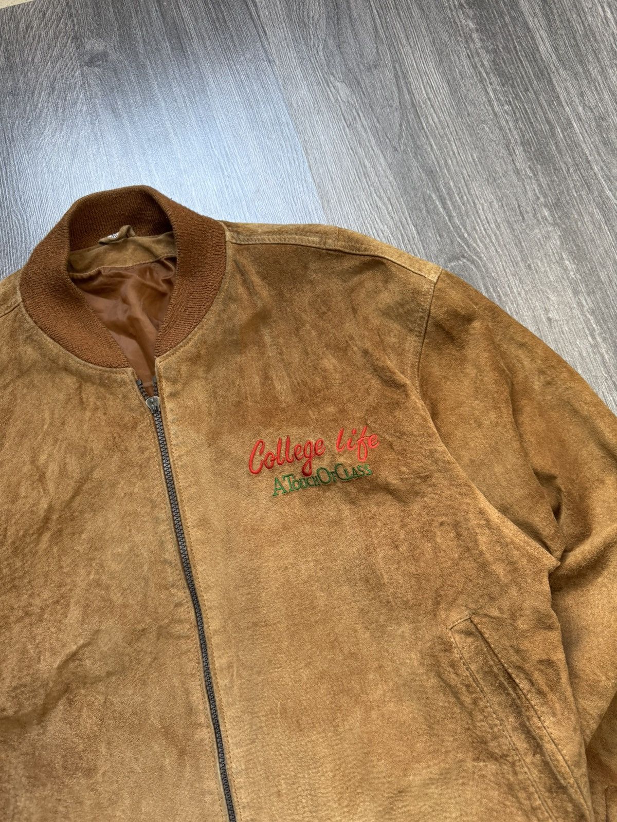Vintage 90s Vintage College Suede Brown Jacket Size US S / EU 44-46 / 1 - 4 Thumbnail