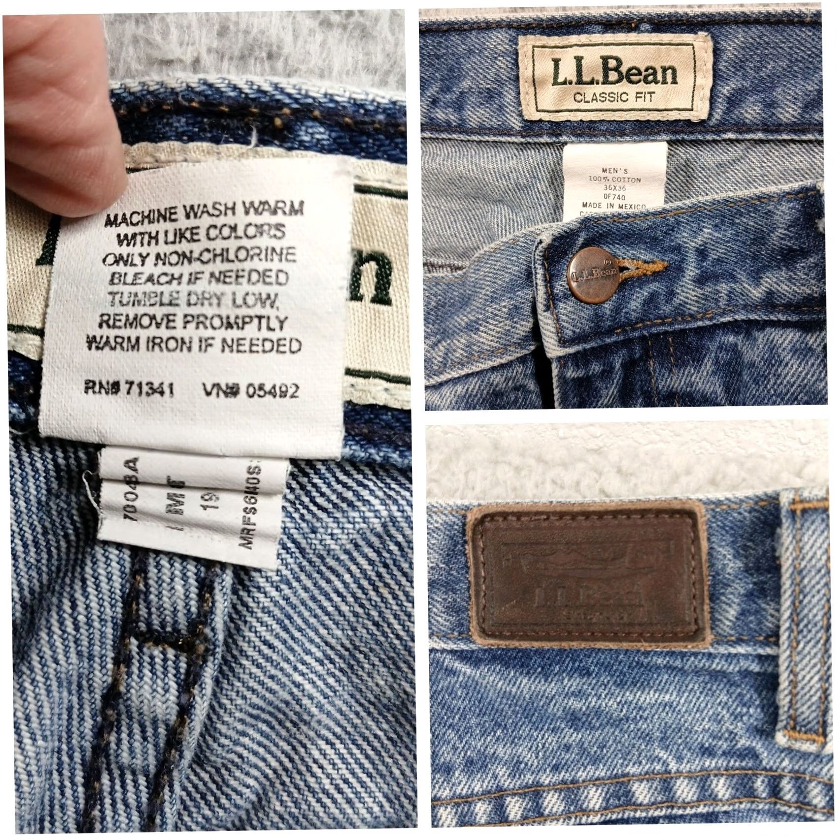 Vintage L.L.Bean Jeans Men Classic Fit Straight Leg 36x36 Blue Denim 100% Cotton Button Zip 5-Pocket Vintage? No (adjusted) Size US 36 / EU 52 - 4 Thumbnail
