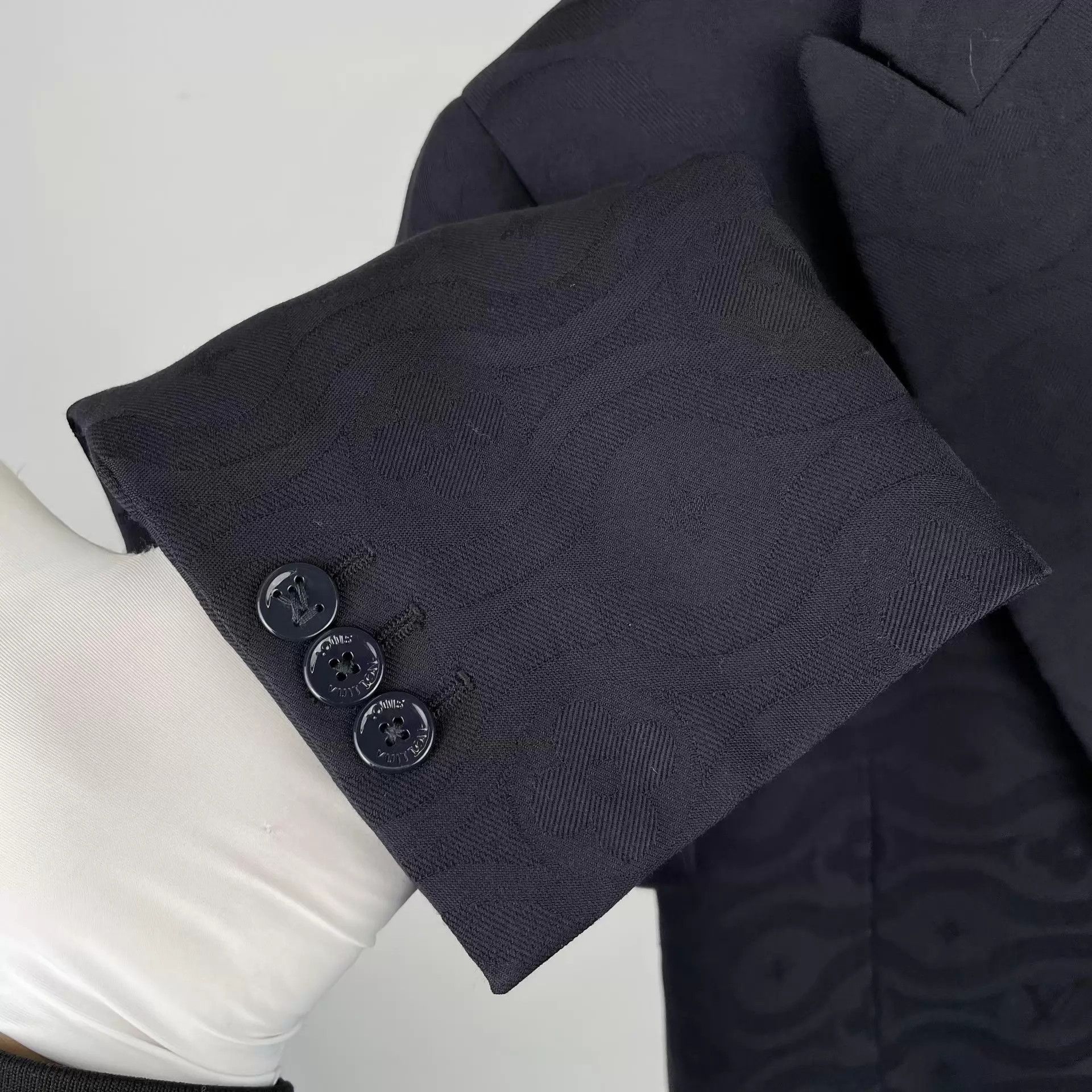 Louis Vuitton LV men's wool suit jacket black blue 48 Size 48R - 2 Thumbnail