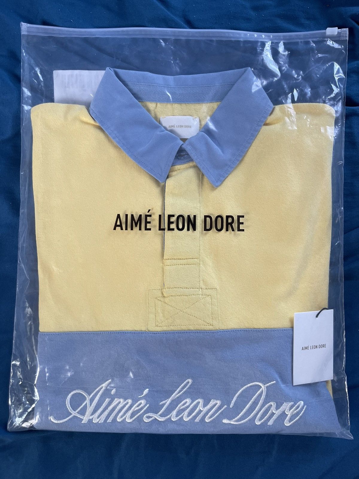 Aime Leon Dore Aime Leon Dore Script Paneled Rugby Yellow/Blue