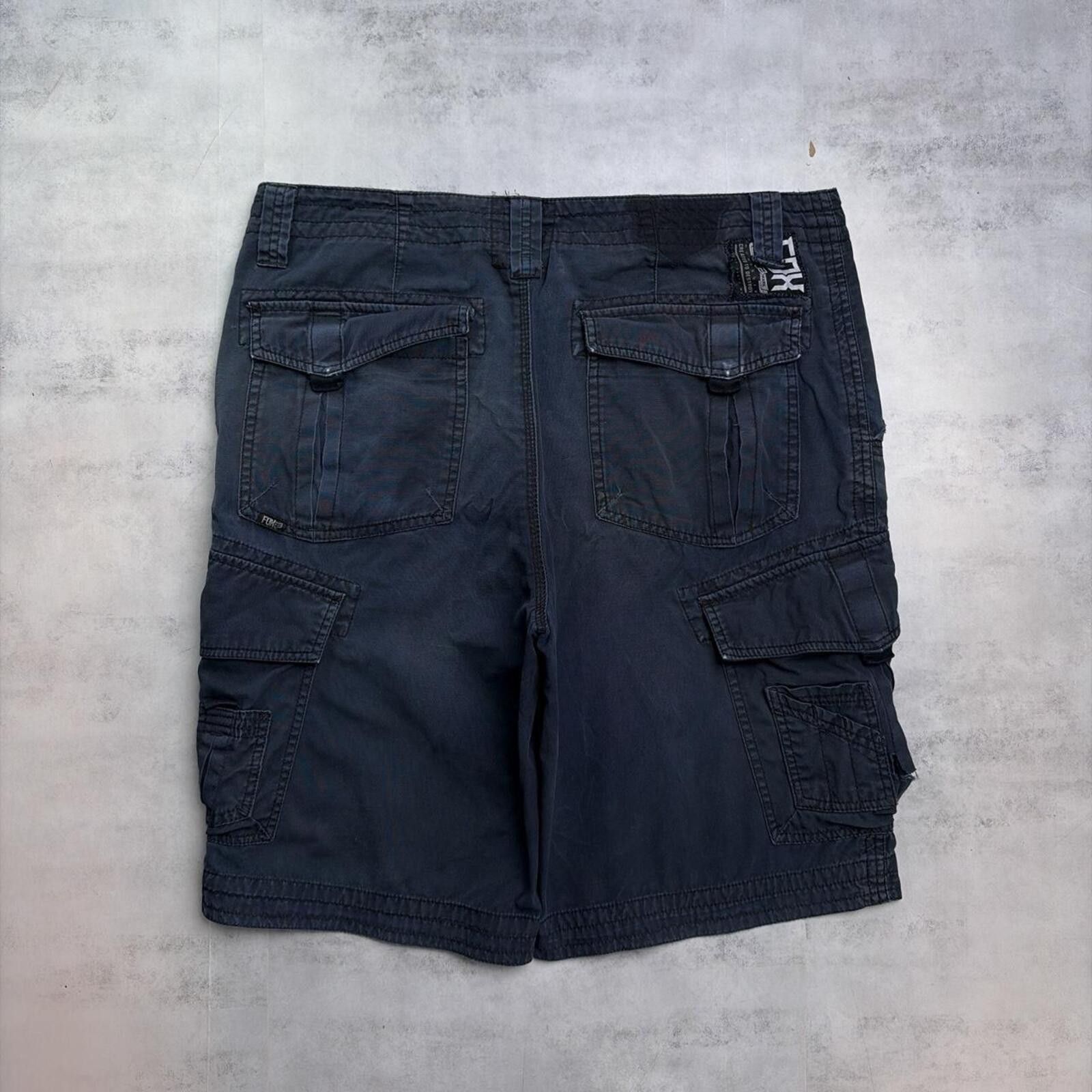 Y2K Fox Racing Grunge Baggy Distressed Baggy Cargo Short