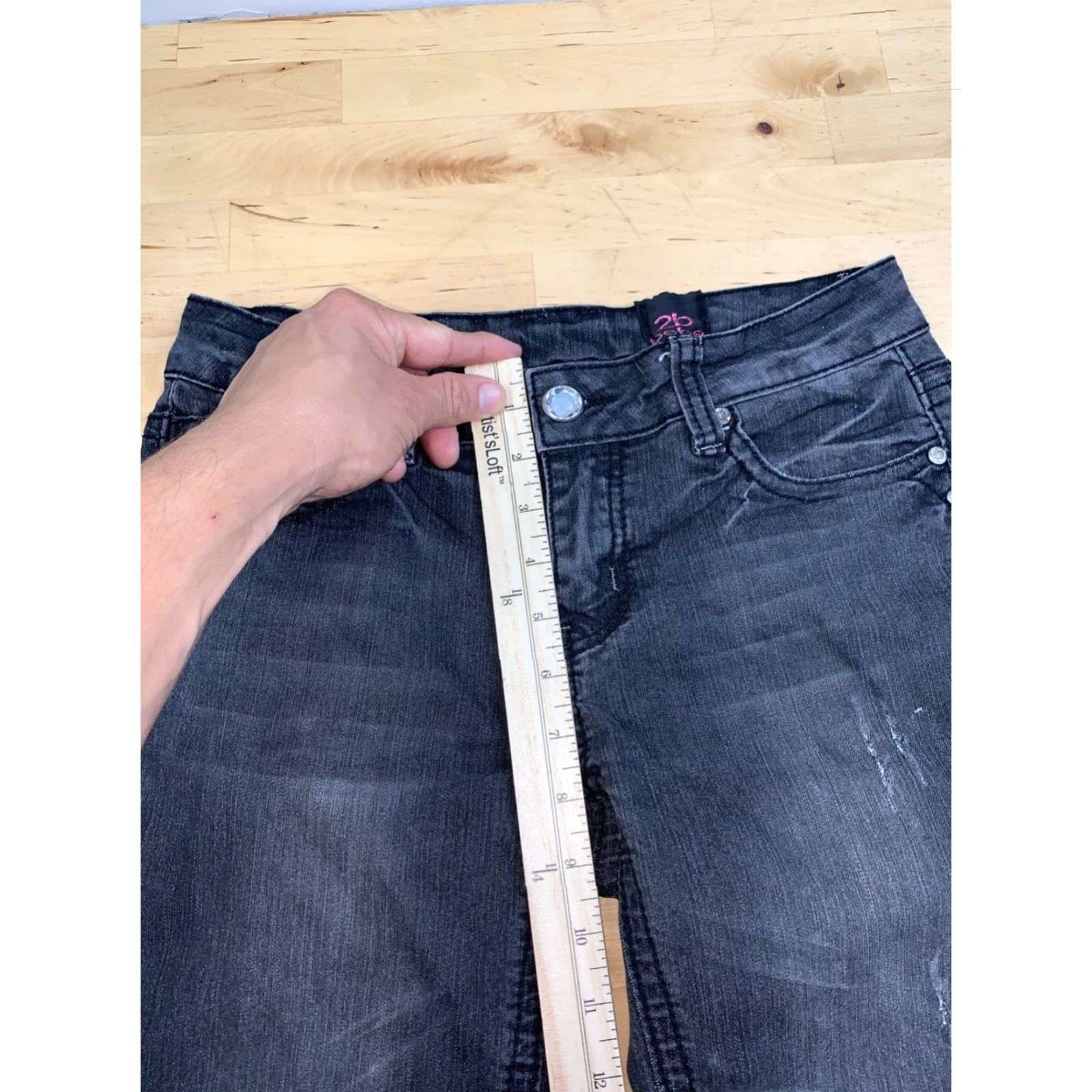 Bebe VINTAGE bebe Jeans Womens 28" Waist Black Rhinestone Y2K Low Rise 2B 5-Pocket Skinny Handwash Machine Washable Denim Cotton Solid Zipper Bagged No N/A Size 28" / US 6 / IT 42 - 7 Thumbnail