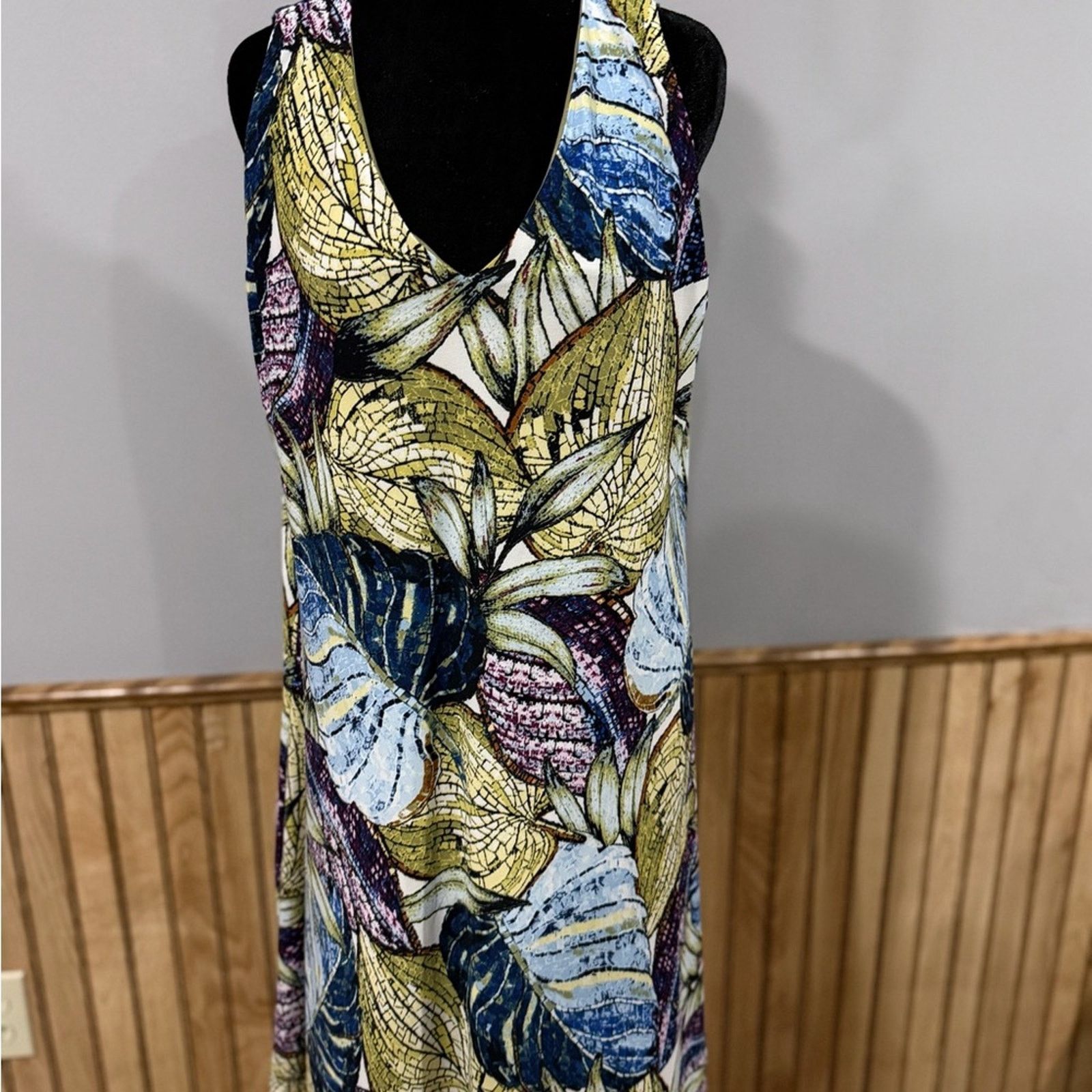 Anne Klein Anne Klein Vibrant Mosaic Leaf Midi Dress Size 12 Size XL / US 12-14 / IT 48-50 - 4 Thumbnail